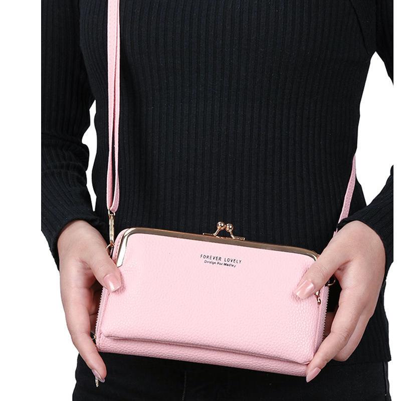 Mobile Phone Bag Female Litchi Grain Messenger Bag Student Versatile Dual-purpose Purse Fashion Makeup Bag Mini Bag