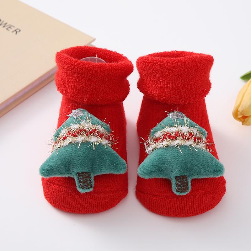 Kids Socks Non-slip Toddler Socks Warm Children's Socks Cartoon Christmas Style Socks for Boys and Girls