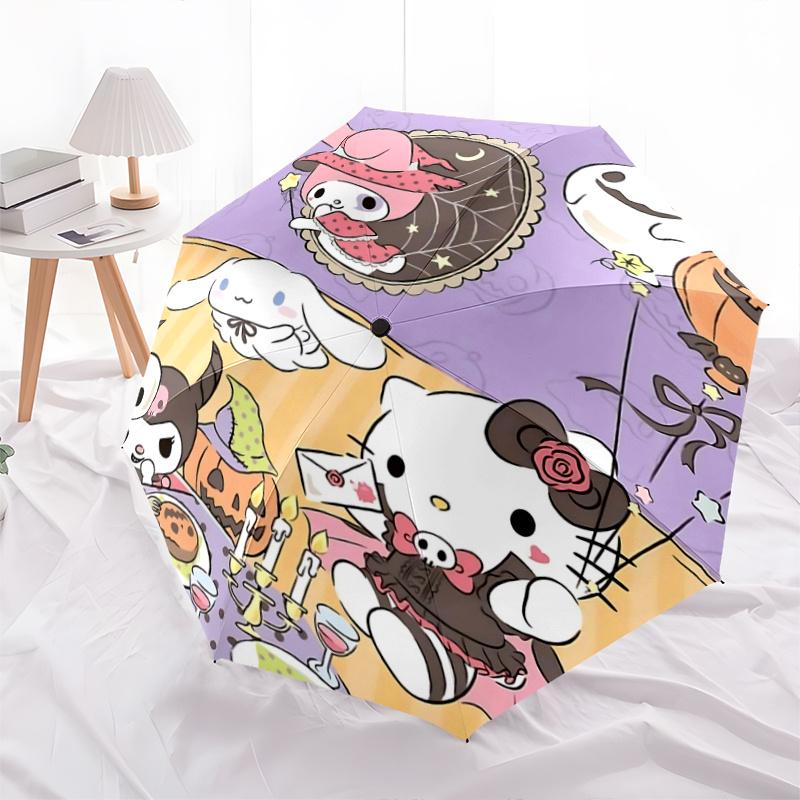 

1pc Halloween Ghosts & Pumpkins Auto Open Close Umbrella - Portable 3-Fold Design with 8-Bone Iron Frame - Outdoor Umbrella - Festival Gift for Fans,