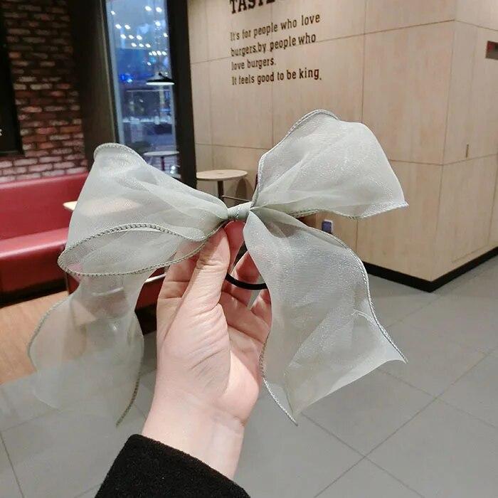 New Korean Bow Ribbon Elastic Hair Bands Women Elegant Hair Rope Elastic Ring Ties Headwear Girls Hair Accessories