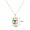 Luxury Female Rainbow Oval Square Pendant Necklace Vintage Gold Color Wedding  For Women