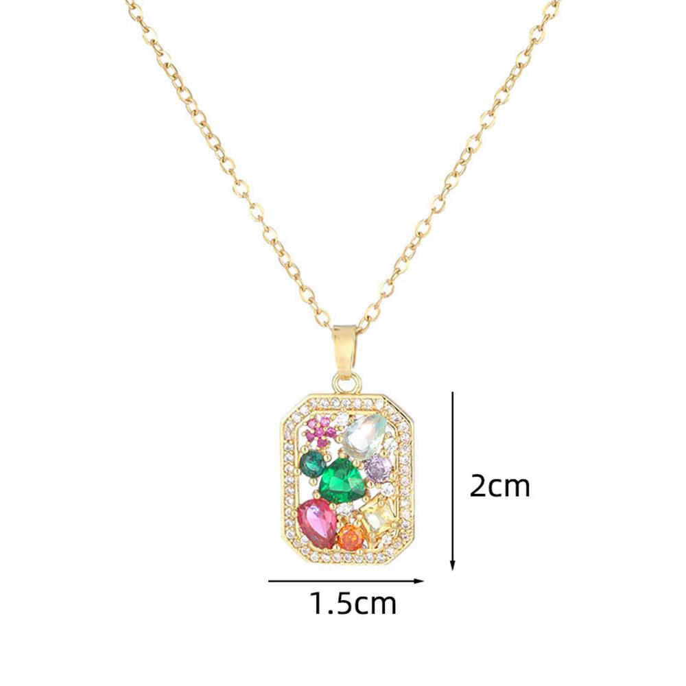 Luxury Female Rainbow Oval Square Pendant Necklace Vintage Gold Color Wedding  For Women