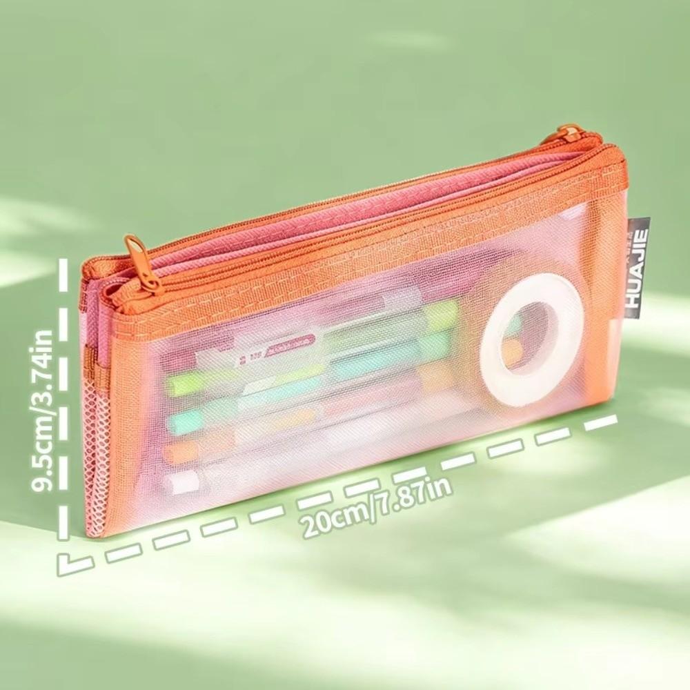 Double Layer Stationery Bag Foldable Pen Bag Durable Makeup Storage Bag  Gift