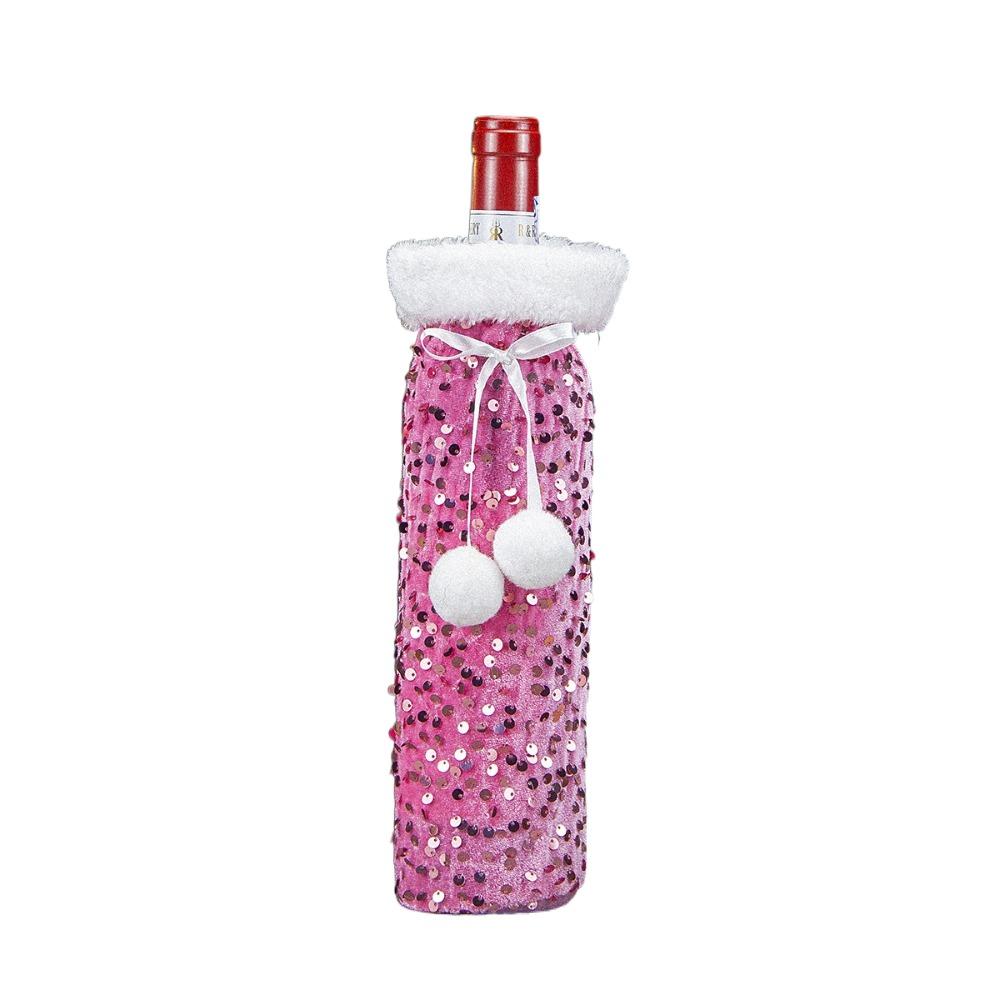 Cute Xmas Wine Bottle Cover Plush Ball Non-woven Christmas Wine Bottle Bags Sparkling Dust-proof Santa Claus Wine Bags