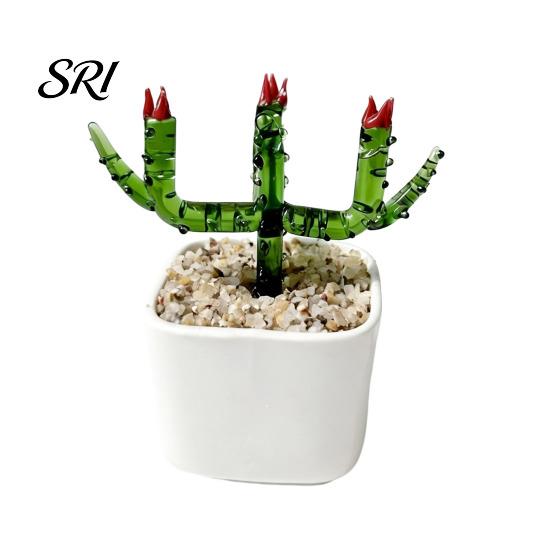Small Desktop Ornament Mini Glass Planter Ornaments Exquisite Craftsmanship Bright Colorful Handmade Office Desk Decoration Texture for Bedroom Living