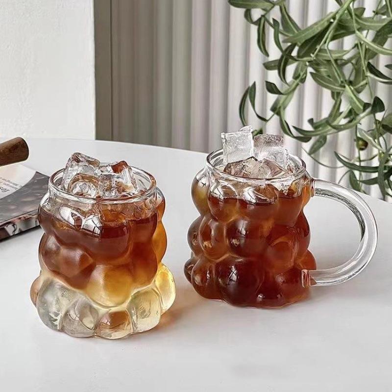 Glazen Kopjes Koude Iced Koffie Mok Transparante Drinkglazen Koffiemok Schattige Glazen Kopjes Bureauaccessoire Esthetisch Cocktailglas