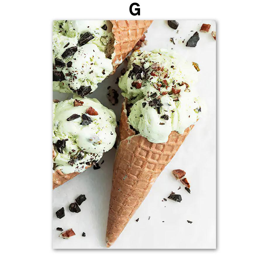 Grüne Eiswaffel Kuchen Zitat Poster und Drucke Wandkunst Leinwandmalerei Bilder für Getränkeladen Hotel Restaurant Raumdekoration