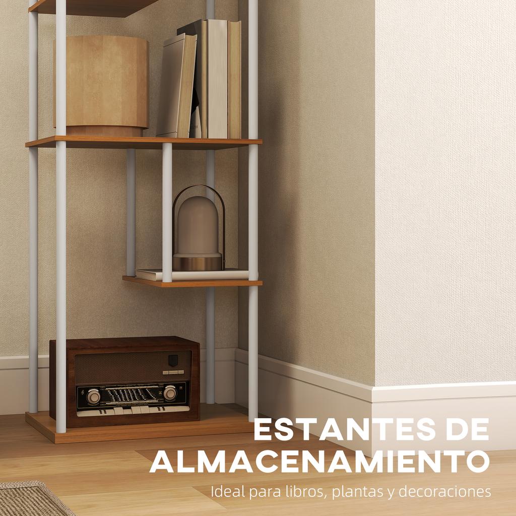 Floor Lamp with Shelves, 3000K-6500K, Remote Control, E27 Bulb, Natural