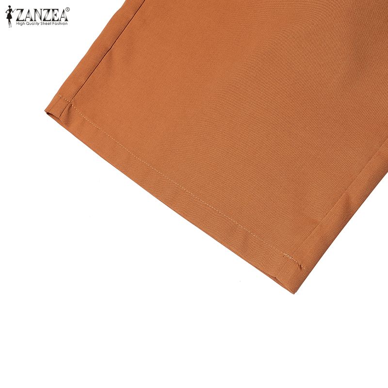 ZANZEA Women Short Sleeve Blouse and Long Pants Casual Two Piece Suit Sets