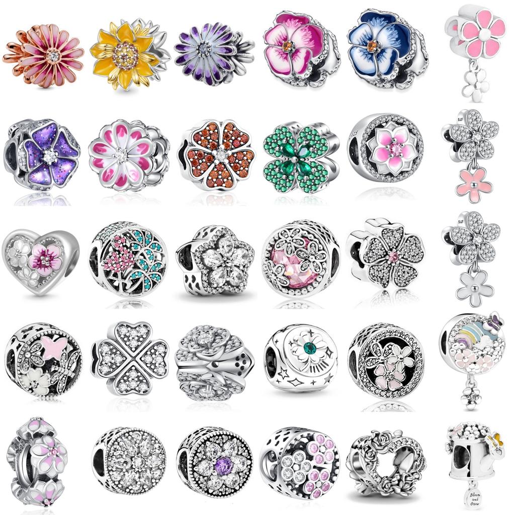 New Copperspring Sunflower Four-Leaf Clover Charm Fit Original Necklace Bracelet Women Jewelry Birthday Diy Gift