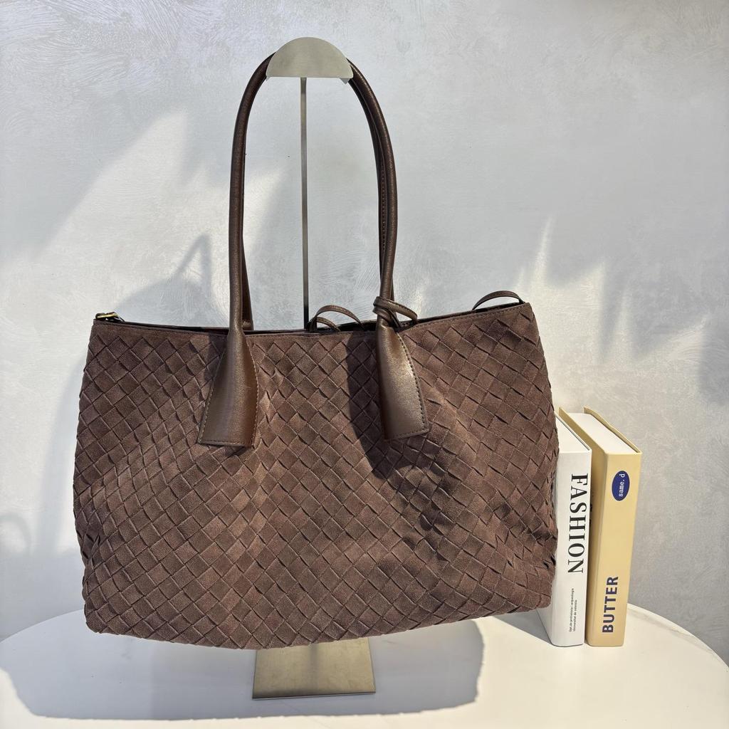 Herfst Retro Suède Geweven Tote: Veelzijdige Crossbody & Schoudertas