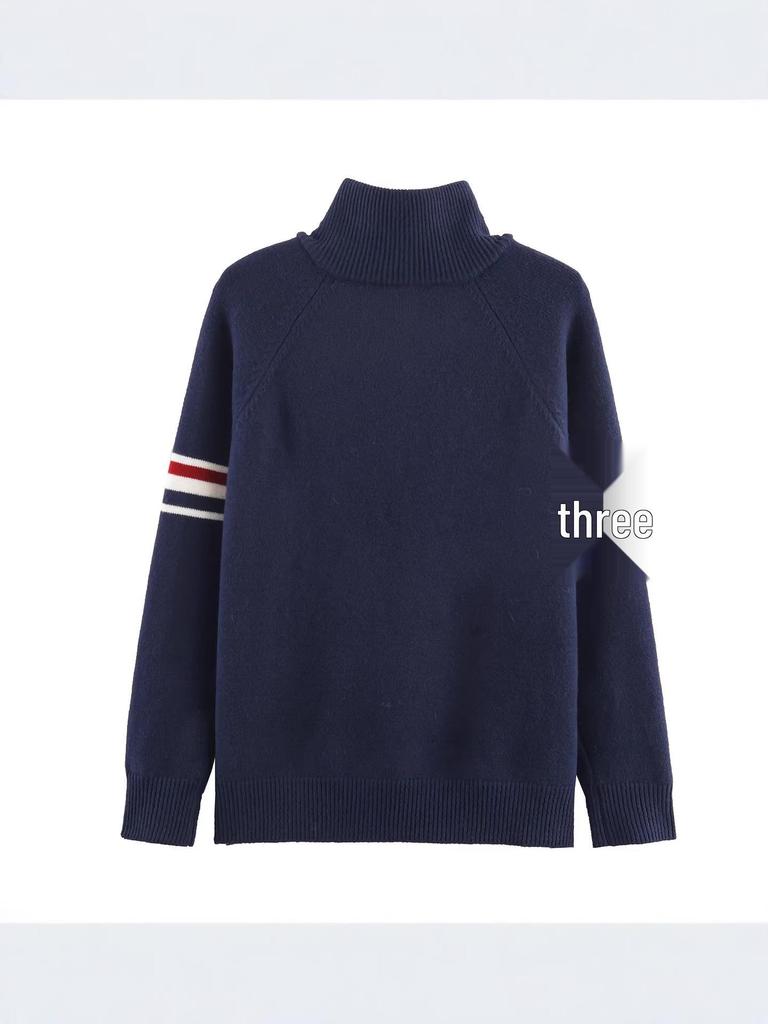 2026 Spring Women's Stand Collar Jacquard Little Dog Half-Zip Jacket - British Style