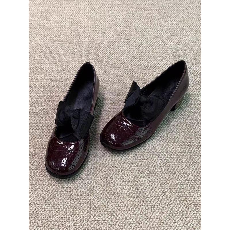 New square head thick heel color matching bow Mary Jane shoes women's trend fashion versatile temperament single shoes
