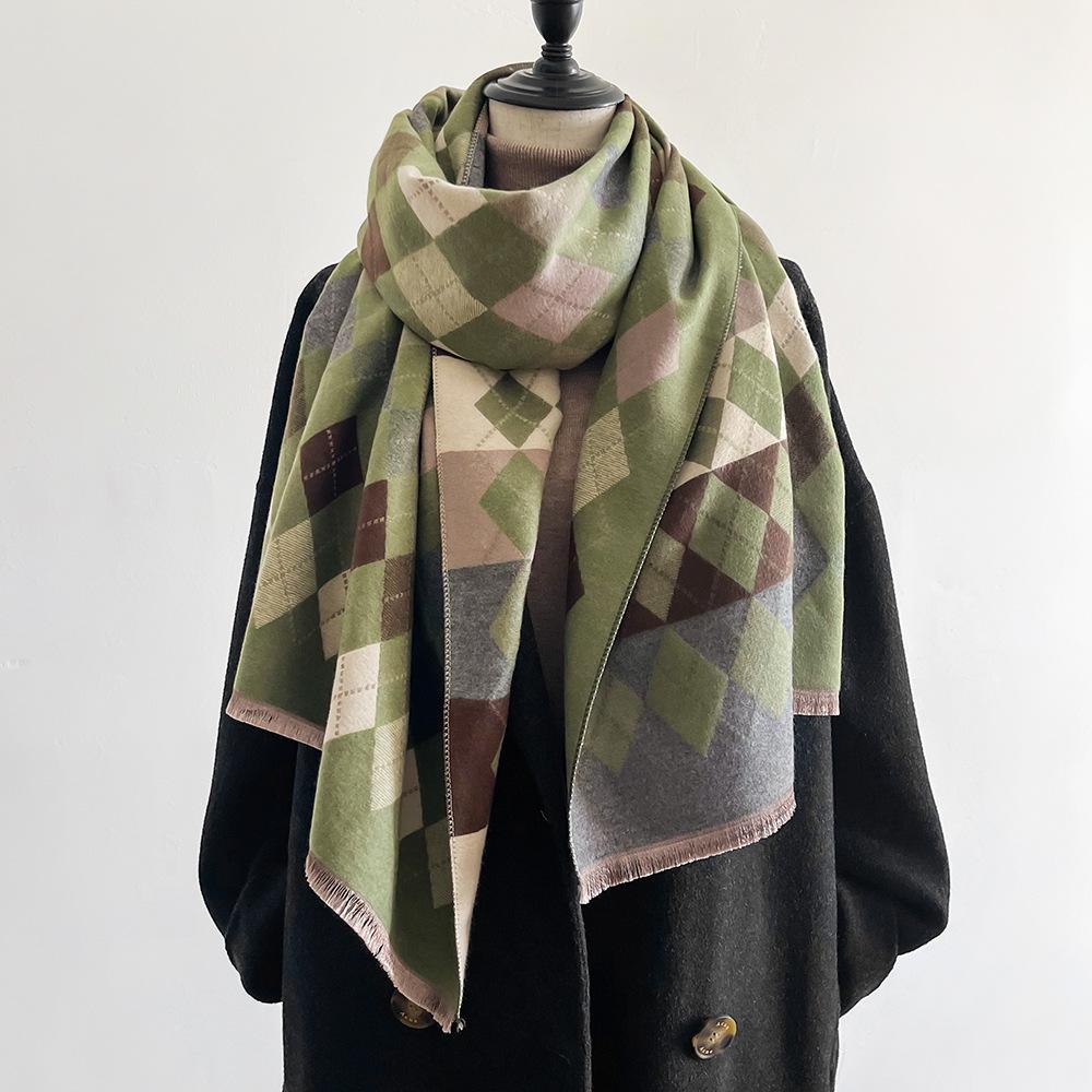 Jacquard landscape painting imitation cashmere scarf for women's office air-conditioned room thick and warm long trendy scarf
