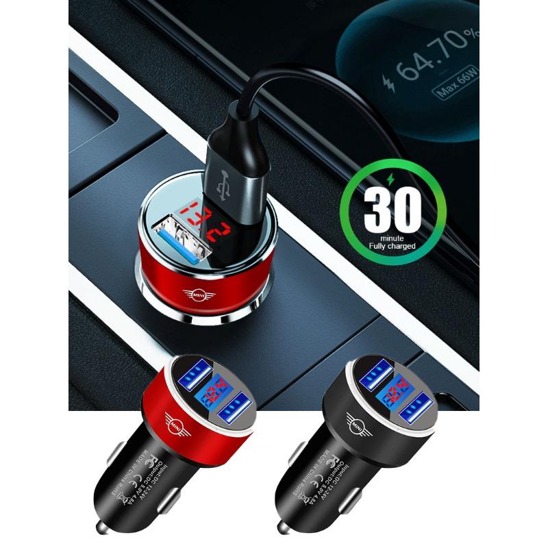 Autoladegerät 2 USB-Anschlüsse Schnellladung Digitalanzeige Autozubehör Für BMW Mini Cooper F54 F55 F56 R56 R60 SONE Roadster Clubman Coupé