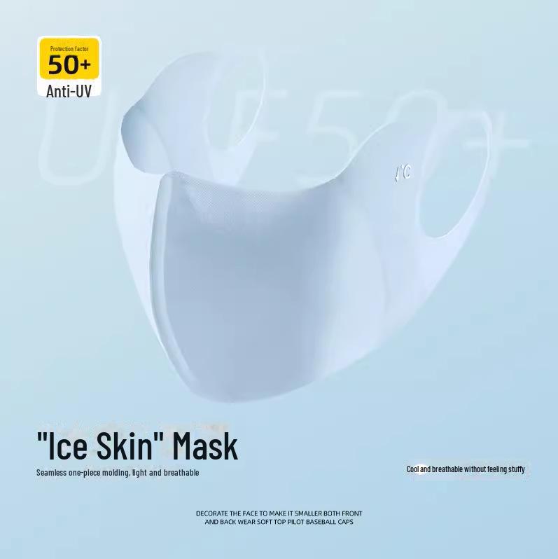 UPF50+ 3D Eye Protection Ice Silk Sunscreen Mask - Washable & UV-Resistant Fashion Mask