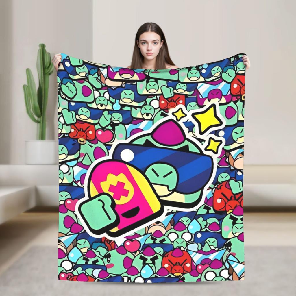 Emz Spike Squeak-Brawlld Blankets Cartoon Game Flannel Funny Warm Throw Blanket for Home Summer