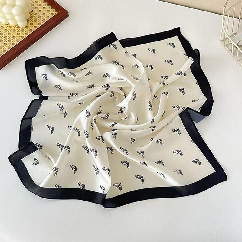 Luxury  70Cm Satin Square Silk Scarf For Women Hair Hand Neckerchief Wrist Hijab Wraps Lady Shawl Ribbon Bandana