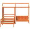 Solid Wood Bed and Bench with Roof Orange 100x200 Cm Pine Wood