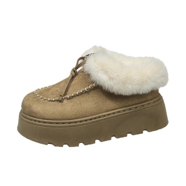 Large Size Mao Mao Shoes Women's Autumn New Snow Boots 2025 Winter Warm Round Head Thick Sole One Pedal Lazy Cotton Shoes
