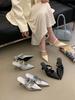 Women's Pointed Toe Thin Heel Open Back Summer French Style Elegant Outdoor Wear Slippers - Perfect for Daily Wear