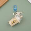 1/5Pcs Cat's Pearl Milk Tea Keychain Sand Bottles Car Key Chains Creative And Cute Milk Tea Cups Pendant Bag Decoration