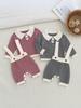 Kids' 100% Cotton Knit Korean-Style Sweater & Harem Pants Set with Suspenders