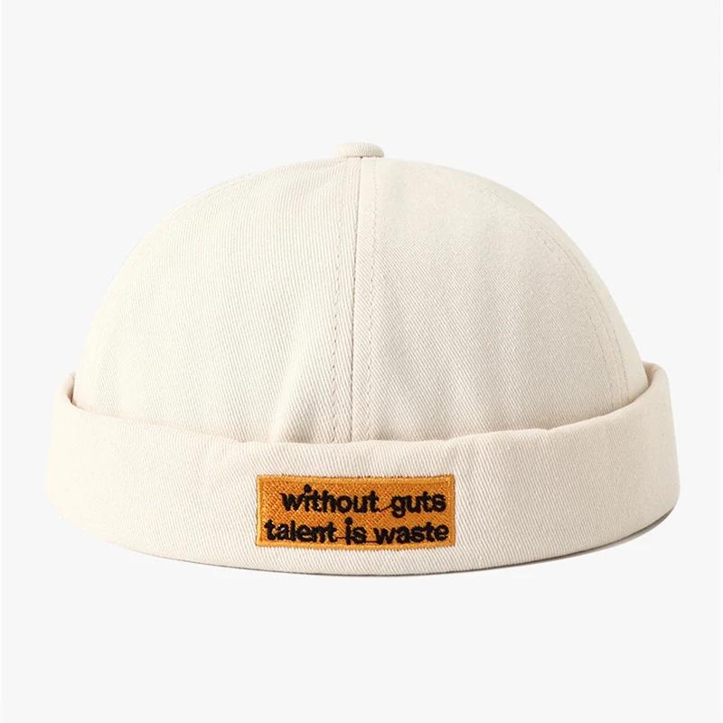 

Классическая кепка-докер без козырька с вышивкой букв, ретро уличный стиль, весна-лето, для улицы, унисекс, регулируемая шапочка-бини, Y2K One Size бежевый