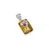 Lemon quartz & amethyst handmade pendant, 92.5% sterling silver pendant for her,  women designer pendant