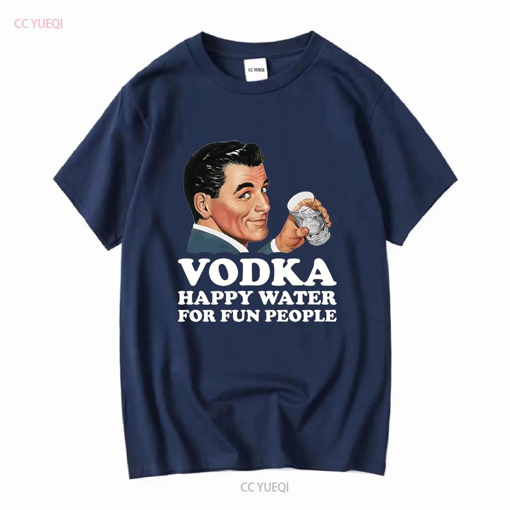 Vodka Happy Water For Fun People Retro Alcohol Meme T Shirt Y2K Dark Humor Gen Z Alcoholic long or short sleeves vintage
