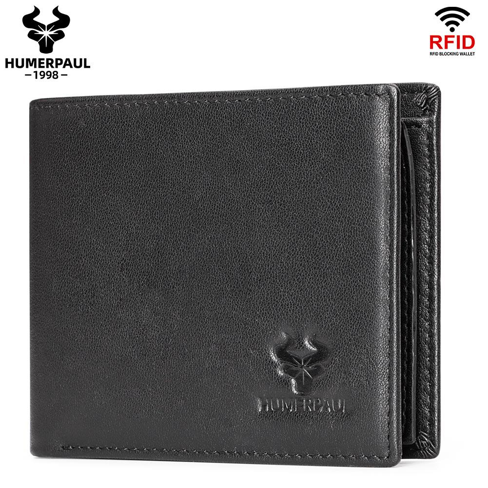 HUMERPAUL Men Wallet Leather Wallet Slim Card Case