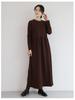 Korean Style Slim-Fit High Waist Round Neck Long Sleeve Midi Dress for Fall/Winter