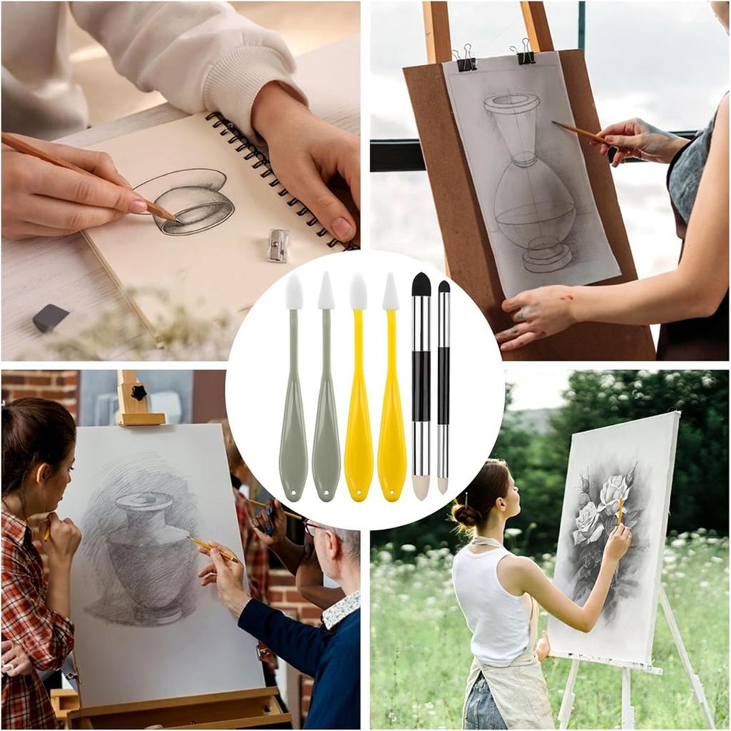 A613P 46pc Art Blending Stump Sketch Drawing Tools, Double Headed Drawing Art Blender Pencil Sketch Scraper Tools for Blending