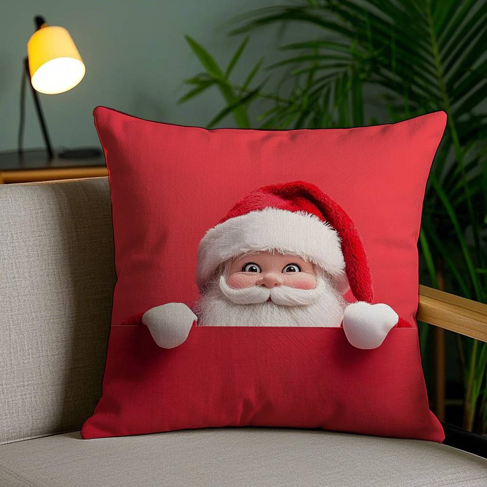 Santa Claus Cute Pillow Case Anti-Dustmite Invisible Zipper Sofa Bed