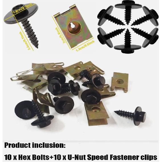 20PCS Car Bumper Cover Screws Fender Liner Retainers Body Fasteners U Nuts Clips