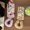 Leopard Print Plush Rabbit Case Suitable for iPhone 17 Pro Max iPhone 16 Handle Strap 15 Cute 14/13