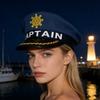 Breathable Captain Hat with Embroidery and Letter Design Marine Hat for Adult Youth Halloween Party Cosplay Headpiece