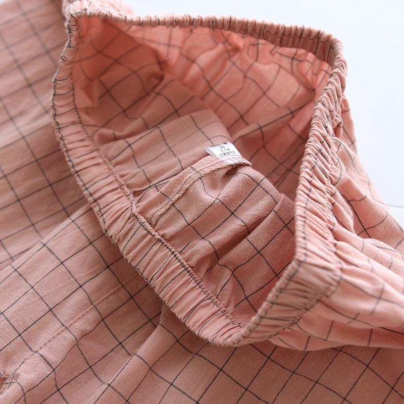 Summer Pajamas Two-piece Ladies Simple Home Plaid Short-sleeved Sleepwear