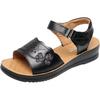 Women's Summer Leather Wedges Sandals Thick Sole Non Slip Open Toe Lightweight Comfortable Velcro Middle Aged And Elderly Sandal