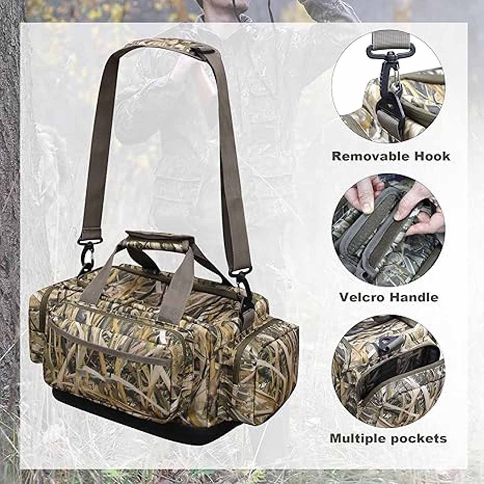 

Outdoor Blind Bag with Hard Bottom, Large-Capacity Single Shoulder Picnic Bag for Hunting, Fishing, and Gear Storage One Size