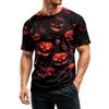 Men's Casual Short Sleeve T-Shirt Lightweight Breathable Fabric Crew Neck Halloween Pumpkin Pattern Printed Top