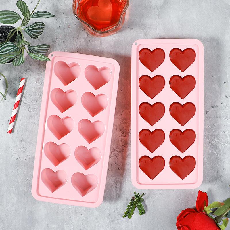 Mini Love Chocolate Heart Shaped Silicone Mold Pink Red Ice Cube Mold Multifunctional DIY Pudding Candy Mold Whiskey Kitchen