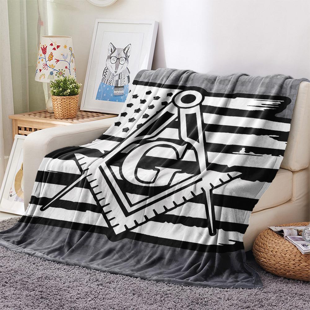 Freemasonry  Print Flannel Blanket, High Quality Comfortable for All Seasons, Home Decor, Warmth and Comfort