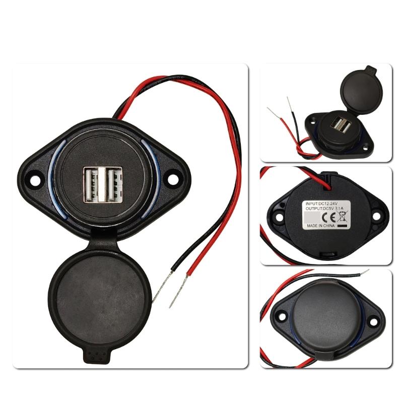 Waterproof Power Socket Universal 12 24V Vehicle Chargers Double USB 5V 3.1A Output for Trucks Motorhomes ATV UTV Boats
