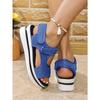 2025 Summer New Arrival Plus Size Chunky Sole Mule-Style Velcro Beach Sandals for Women - Casual Comfortable Women's