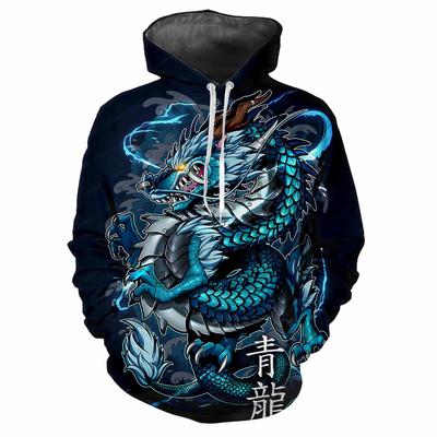 Chinesisches Drachenmuster 3D Harajuku Gedruckter Cartoon Anime Cooles Und Stylisches Avantgarde-Kapuzenoberteil Für Herren, Weich Und Bequem, New Tide