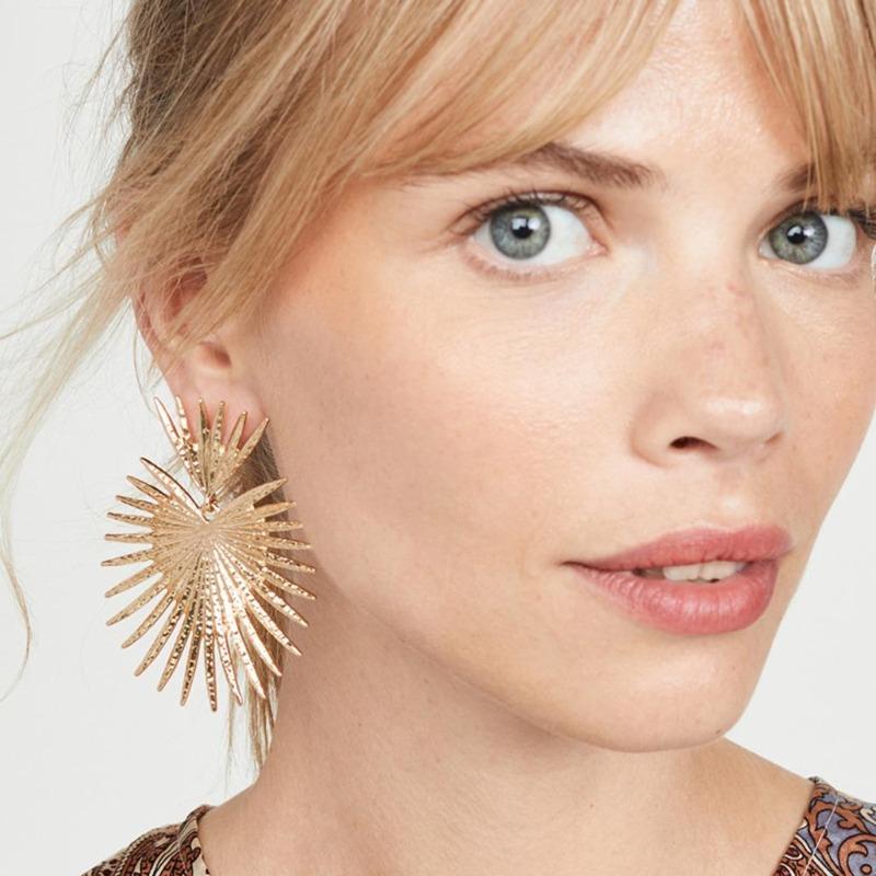 Shape Fan Stud Vintage Heart Ear Earrings Statement Party