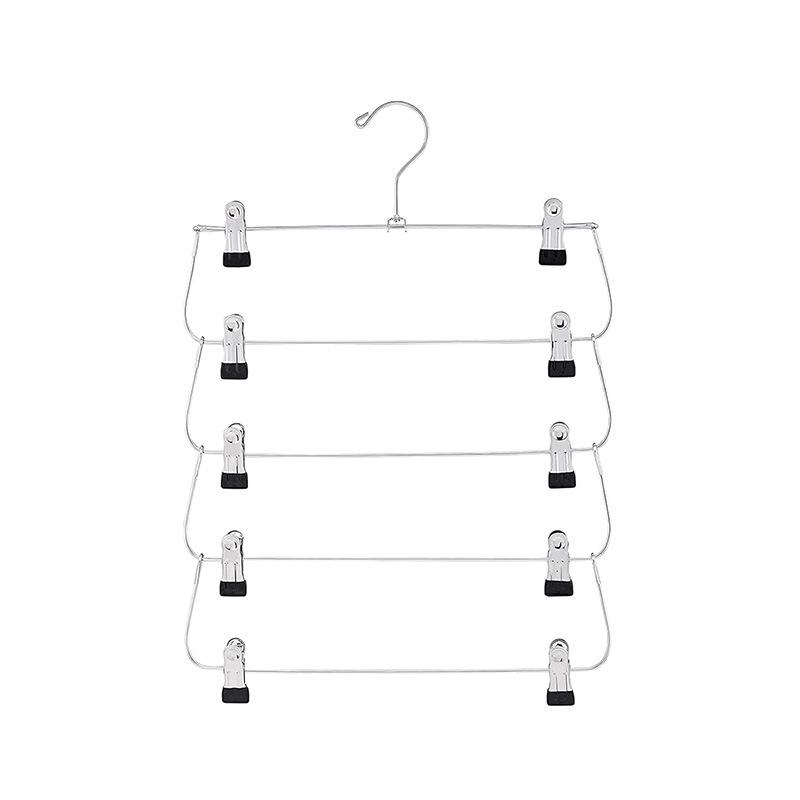 6-Layer Adjustable Foldable Metal Hanger with Clips for Skirts and Pants