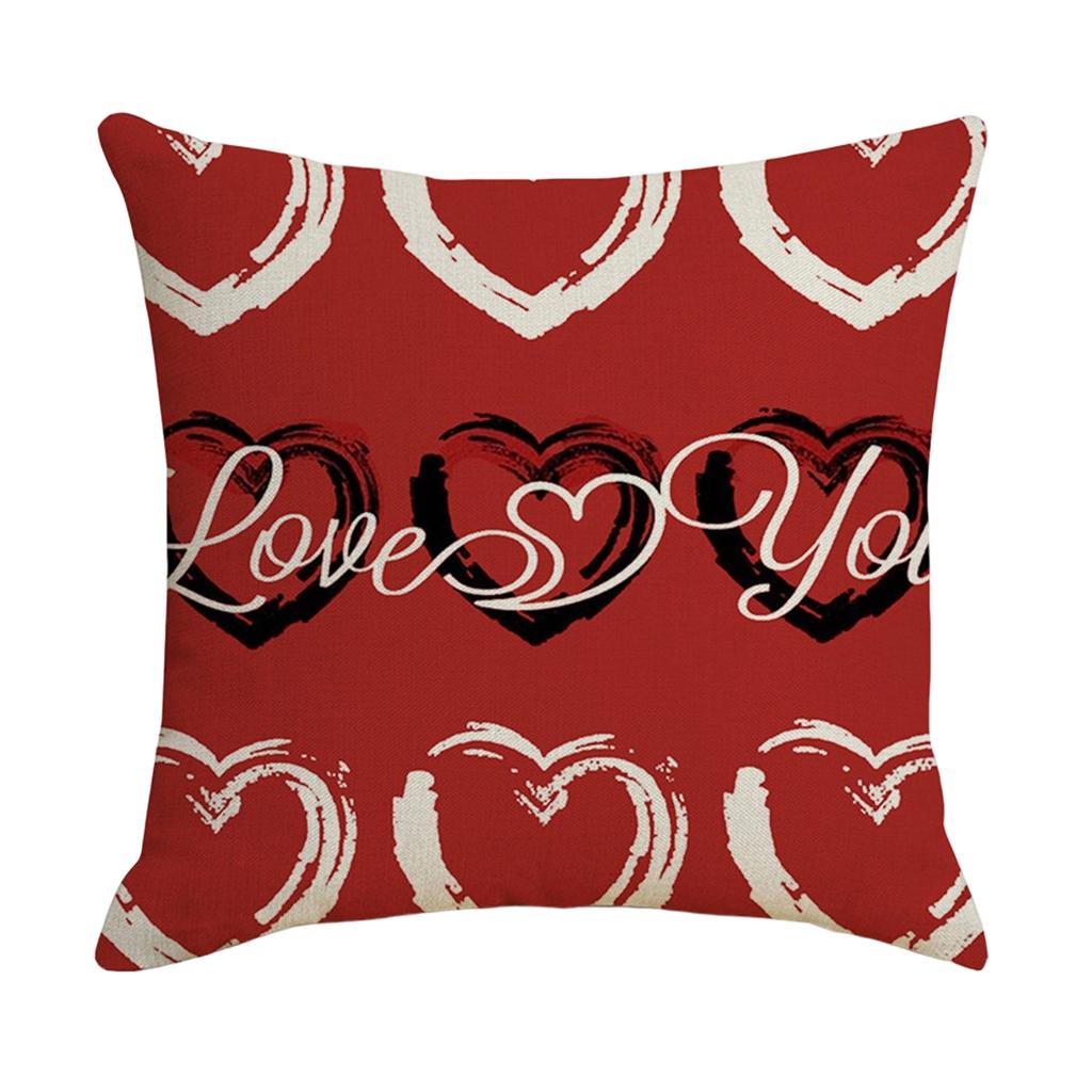 Valentine's Day Pillowcase, 17.7x17.7 Inches, Heart-shaped Valentine's Day Pillow Cover, Decorative Cushion Cover, Valentine's Day Ornament
