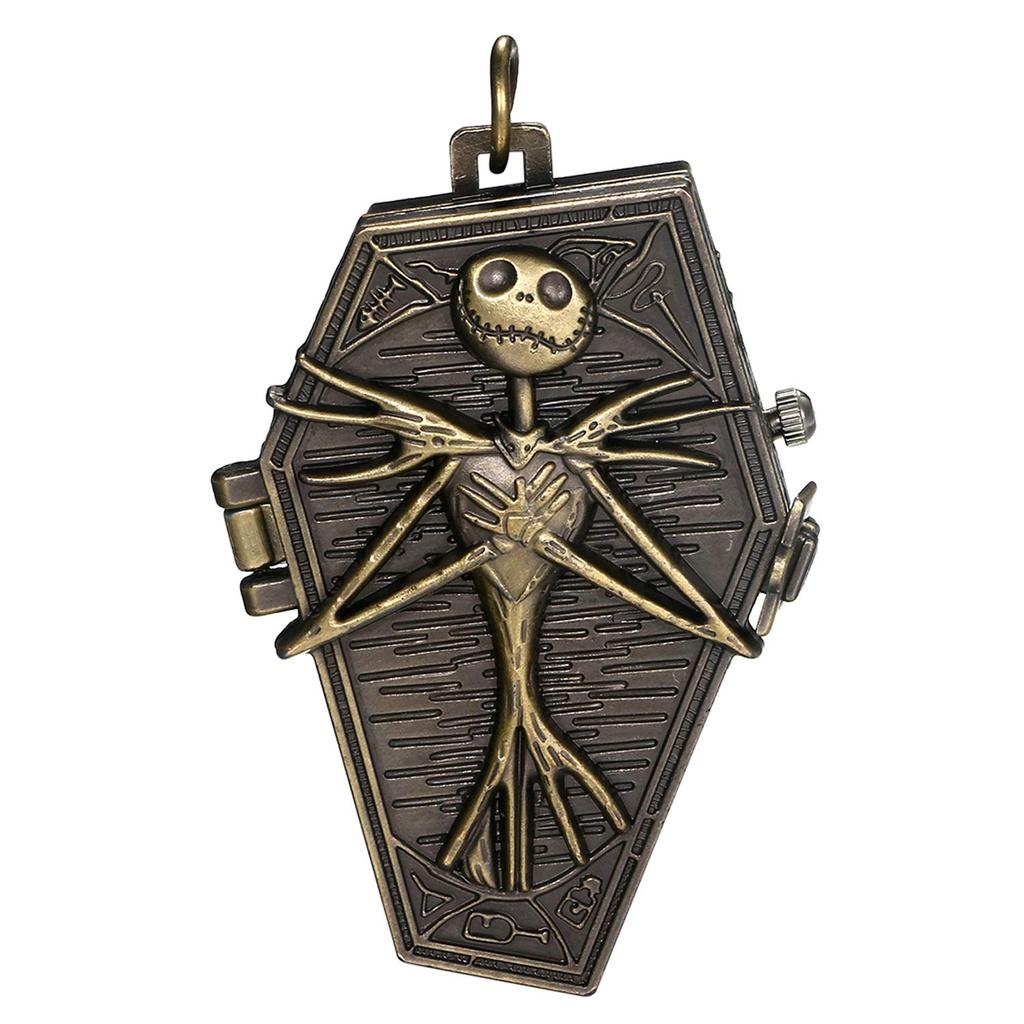 JEWELRYWE Skull Skull Pocket Watch Antique Lock Pocket Watch Pendant Necklace Clock Birthday Anniversary Christmas Present Bronze Cosplay Halloween